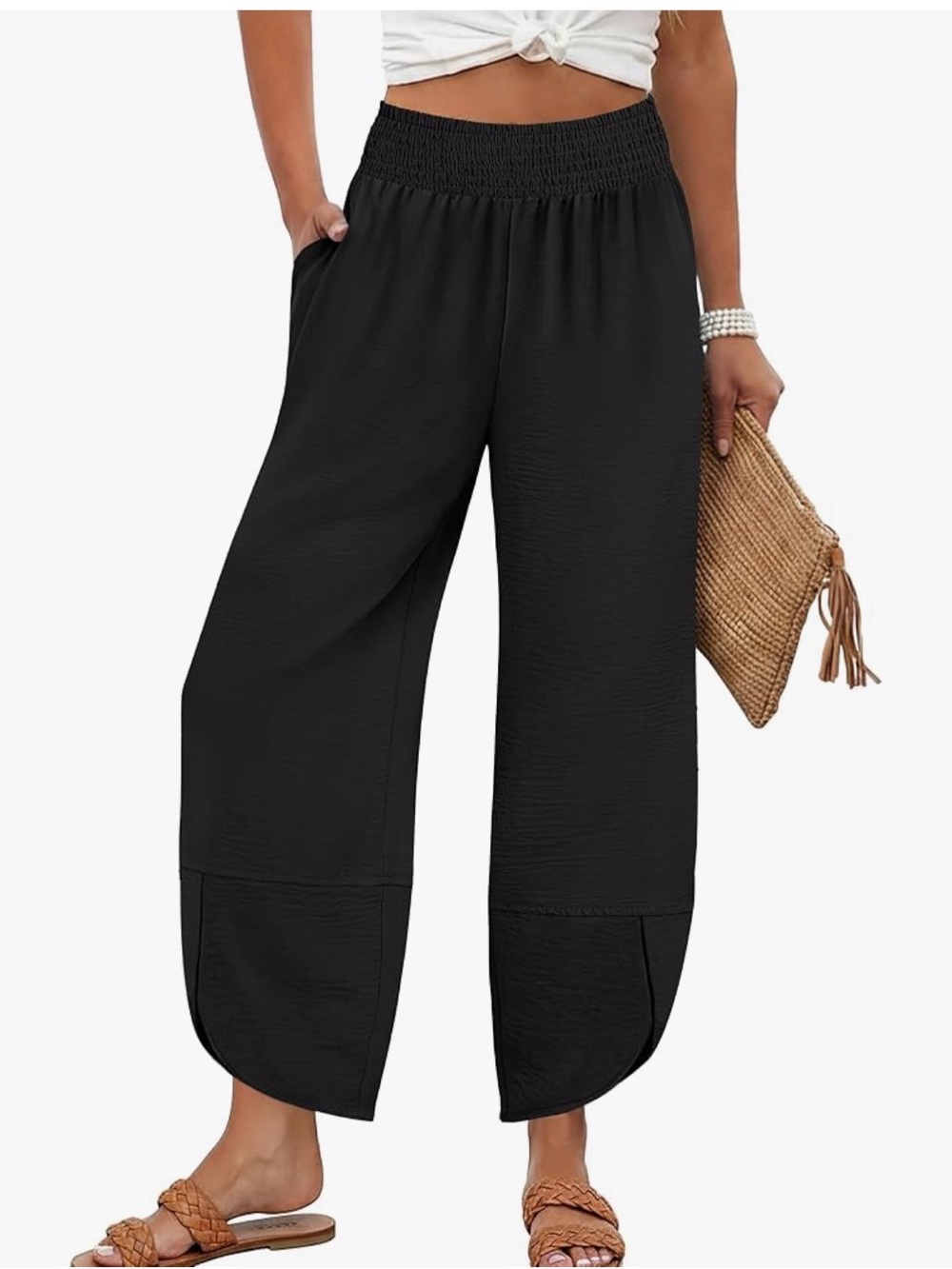 Lepunuo Women’s Black Baggy Wide Leg Pants